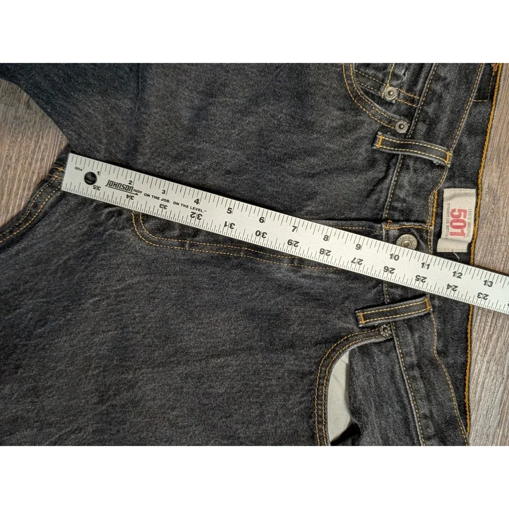 Levis 501 Original Mens‎ Straight Leg Button Fly Faded Black Jeans W34 L34